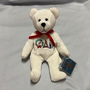 White Teddy Bear with Red Bow Holy Bible Bear